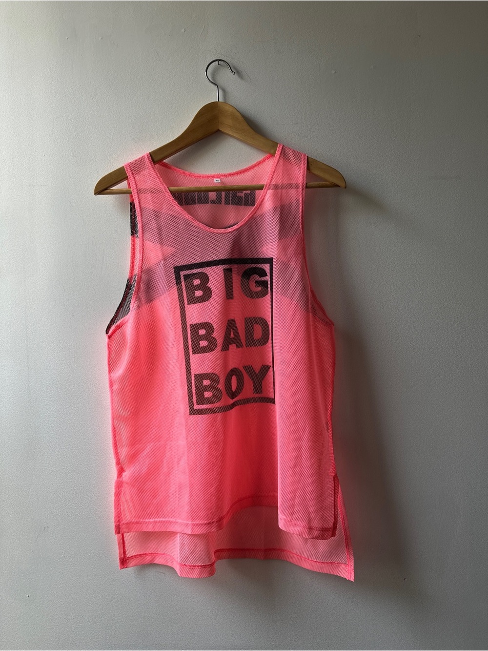Barcode Berlin Big Bad Boy Neon Pink Mesh Tank Top